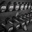 Set gantere fitness din poliuretan ATX®, Ø 32 mm, 132 mm, 5 -20 kg, 5-30 kg, 5-40, 5-50 kg, negru / crom 8