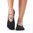 Sosete yoga, pilates, gimnastica ToeSox Full Toe Elle, cu elastic - Negru/Elastic Colorat 1