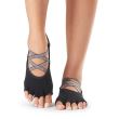 Sosete yoga, pilates, gimnastica ToeSox Half Toe Elle - Negre/Elastic argintiu 1