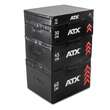 Set 4 cutii pliometrice fitness ATX® pentru atrenament functional, spuma rigida, 4 inaltimi, negru/rosu 1