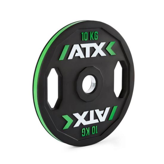 Disc ATX®, placa de greutate, din cauciuc natural cu dungi colorate, doua puncte de prindere