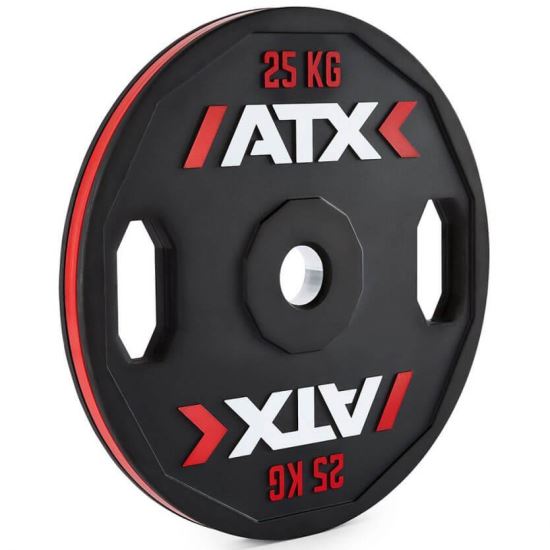 Disc ATX®, placa de greutate, din cauciuc natural cu dungi colorate, doua puncte de prindere