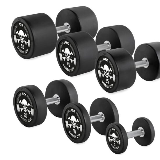 ATX® PRO-Style - gantere profesionale din cauciuc - cu Logo Barbell Club - 2.5 - 60 kg