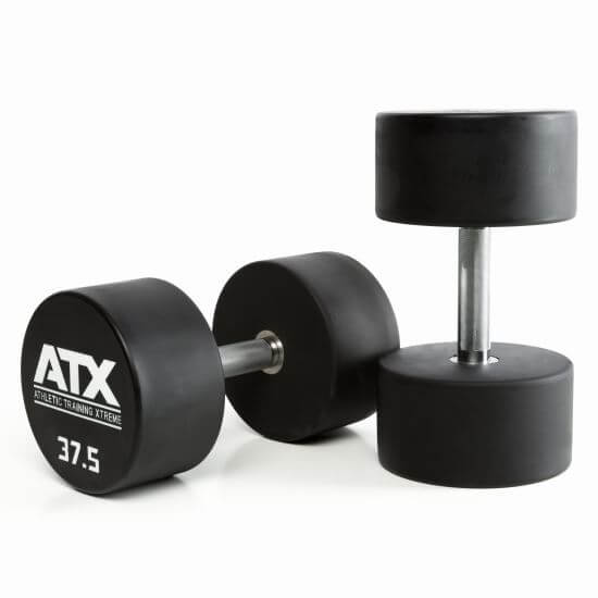 Gantera poliuretan ATX® , Ø 32 mm,132 mm, 2.5 - 60 kg, negru / crom