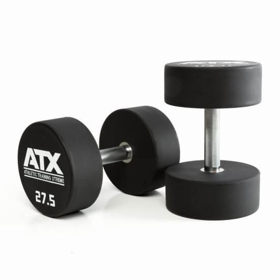 Gantera poliuretan ATX® , Ø 32 mm,132 mm, 2.5 - 60 kg, negru / crom
