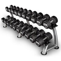 Set gantere fitness din poliuretan ATX®, Ø 32 mm, 132 mm, negru / crom