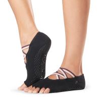 Sosete yoga, pilates, gimnastica ToeSox Half Toe Elle - Negre/ Elastic colorat