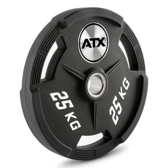 Disc olimpic, poliuretan, 3 mânere de prindere ATX®, placa de greutate, Ø 50 mm, negru