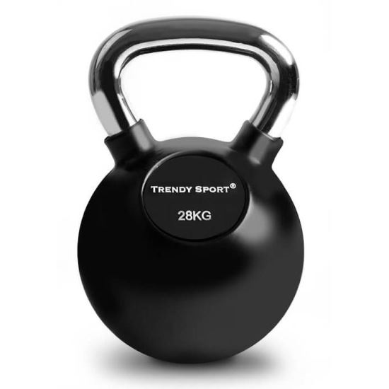 Trendy Sport Black Kettlebell cu invelis de cauciuc, 4-36 Kg, maner cromat