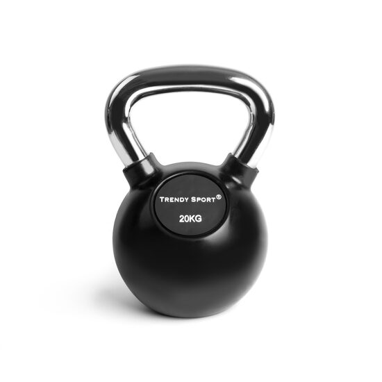 Trendy Sport Black Kettlebell cu invelis de cauciuc, 4-36 Kg, maner cromat