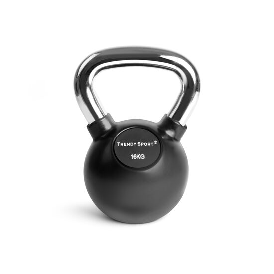 Trendy Sport Black Kettlebell cu invelis de cauciuc, 4-36 Kg, maner cromat