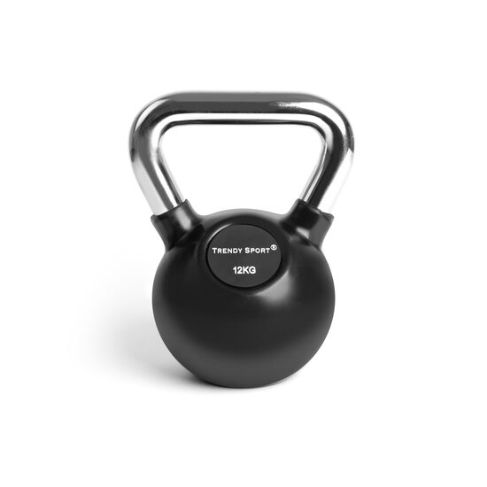Trendy Sport Black Kettlebell cu invelis de cauciuc, 4-36 Kg, maner cromat