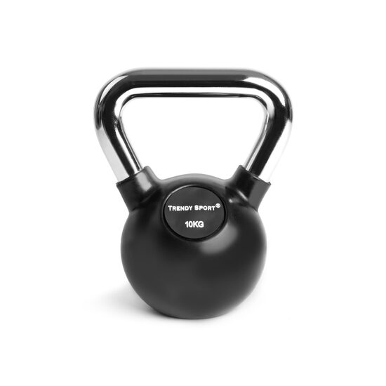 Trendy Sport Black Kettlebell cu invelis de cauciuc, 4-36 Kg, maner cromat