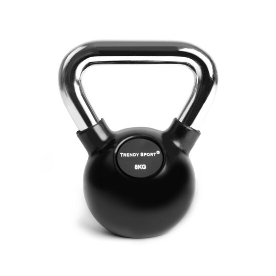 Trendy Sport Black Kettlebell cu invelis de cauciuc, 4-36 Kg, maner cromat