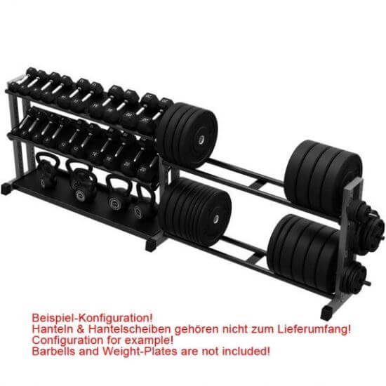 Sistem de depozitare fitness modular pentru discuri, gantere si kettlebell