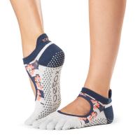 Sosete yoga, pilates, gimnastica ToeSox Full Toe Bellarina - Alb/albastru model