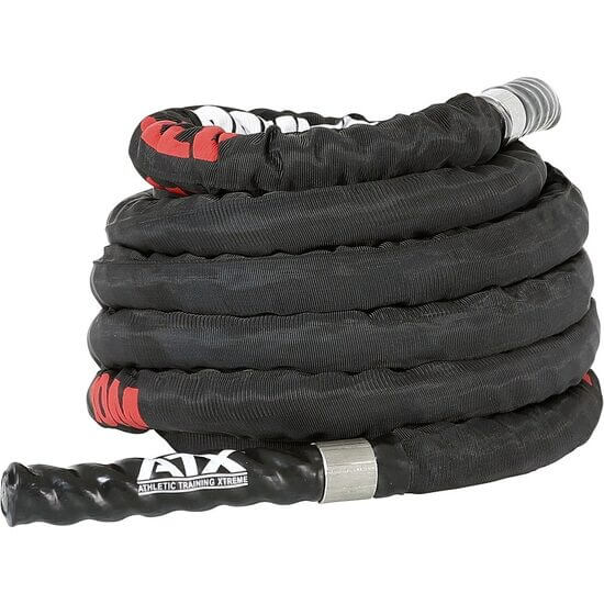 Franghie antrenament functional ATX® Battle Rope, 10 m, cu protectie de nylon, negru