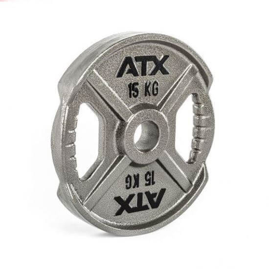 Disc olimpic din fonta cu dubla prindere ATX®, Ø 50 mm, 1.25 - 25 kg, gri