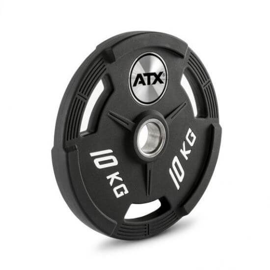 Disc olimpic, poliuretan, 3 mânere de prindere ATX®, placa de greutate, Ø 50 mm, negru