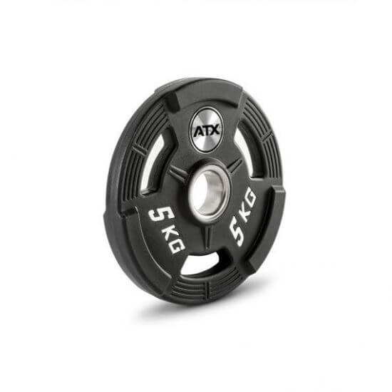 Disc olimpic, poliuretan, 3 mânere de prindere ATX®, placa de greutate, Ø 50 mm, negru