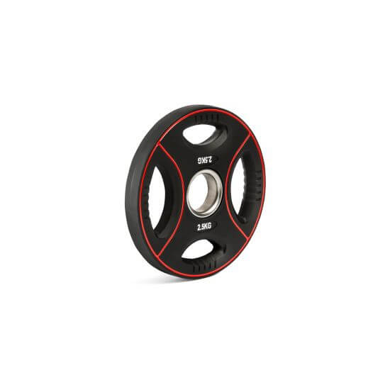 Disc olimpic IFS, poliuretan, 4 mânere de prindere, Ø 50 mm, negru/rosu 
