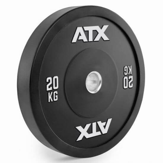 Disc olimpic Bumper de cauciuc ATX® Ø 50 mm, 5 - 25 kg, negru cu print alb