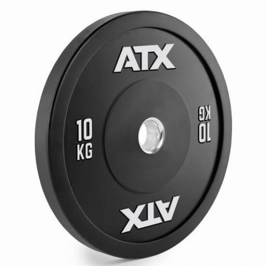 Disc olimpic Bumper de cauciuc ATX® Ø 50 mm, 5 - 25 kg, negru cu print alb