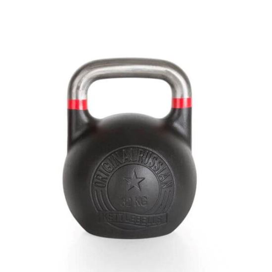 Original Russian Kettlebell de competitie, 8 - 48 kg, otel, negru