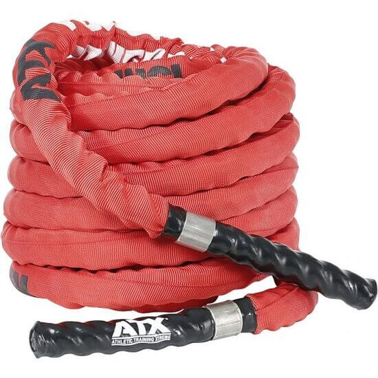Franghie fitness ATX® pentru antrenament functional, Battle Rope, 15 m, cu protecție de nylon, roșu