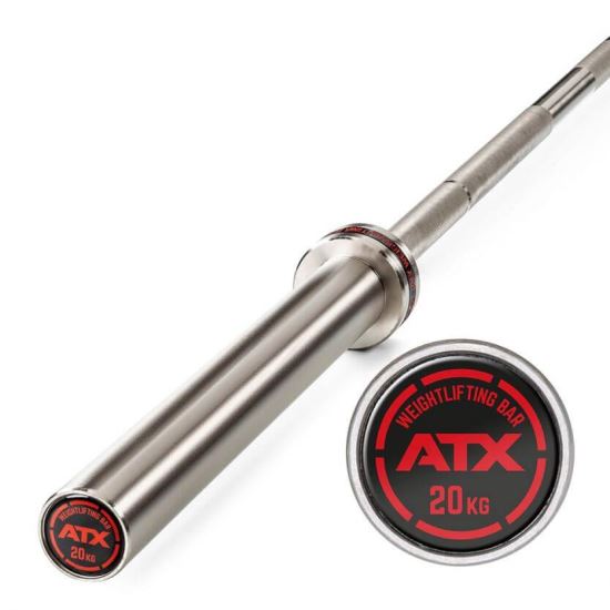 Bara olimpica pentru antrenament  ATX® Powerlifting, haltera, 20 kg, 220 cm, Ø 50 mm, 500 kg, crom