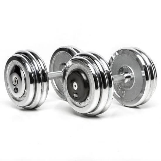Gantere fitness compacte CHD® cromate, 3 - 25 kg, gradatie 1 kg